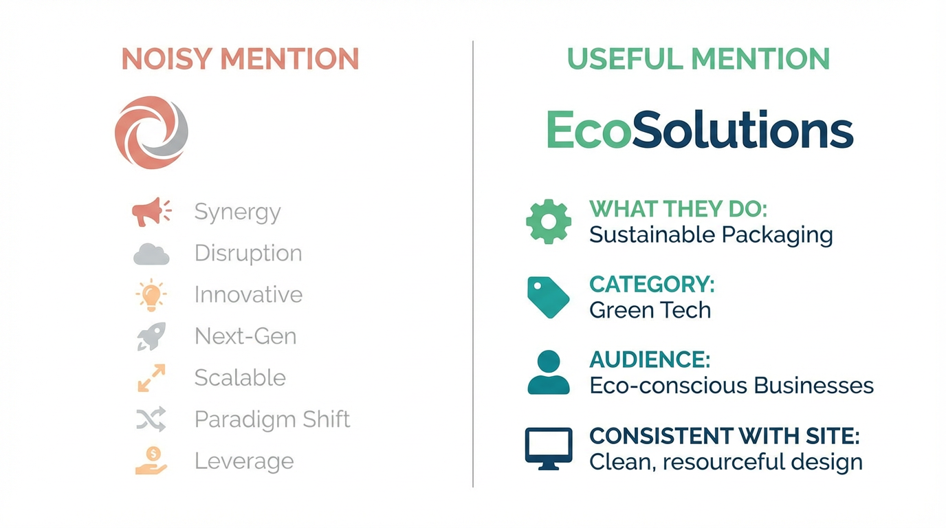Useful mention vs noisy mention: context, category, and alignment beat name-only blurbs